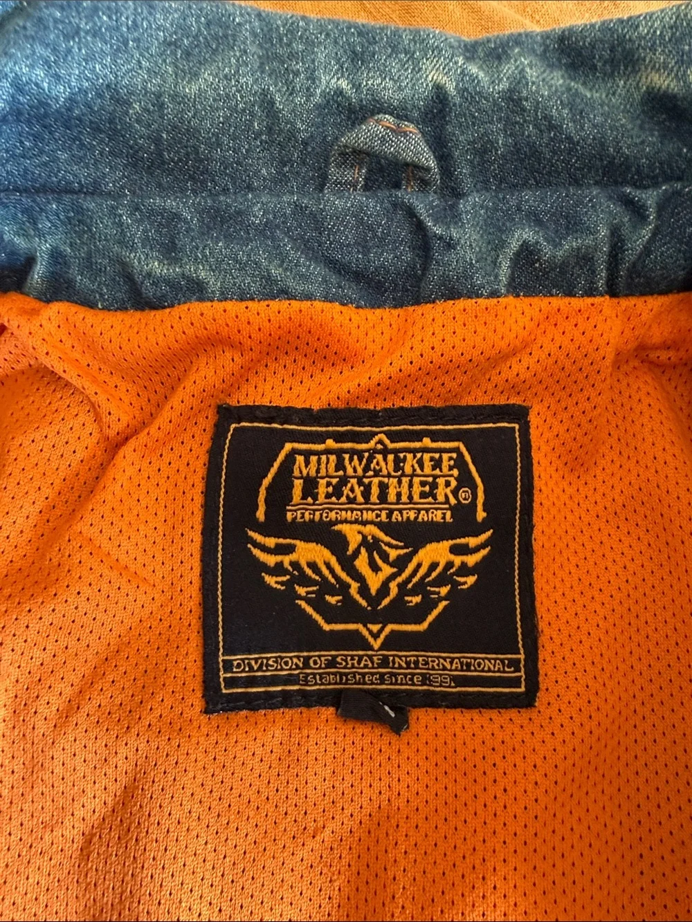 Denim Vest with Orange Lining